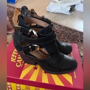 Jeffery Campbell Black Watson NS Leather Booties Sz 8.5